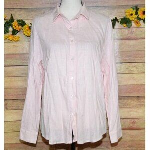 NWT Mi Ami Pink Viscose Linen Blend Long Sleeve Dress Button Up Top Shirt Size M